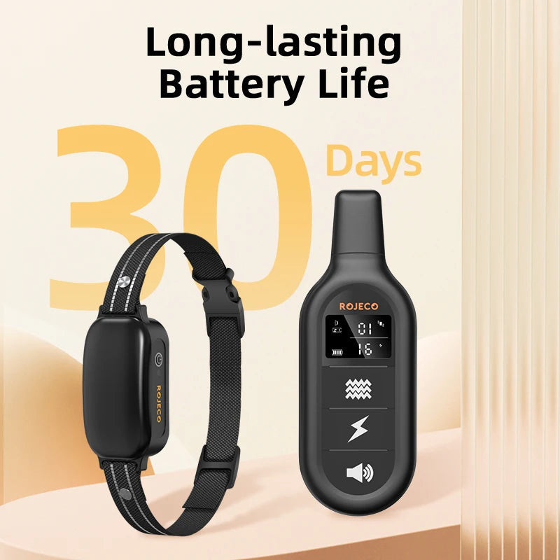 ROJECO Electric Dog Training Collar Digital Rechargeable Remote Control IPX7 Waterproof Vibrator Pet Dog Bark Stop Shock Collar ROJECO Pets Store