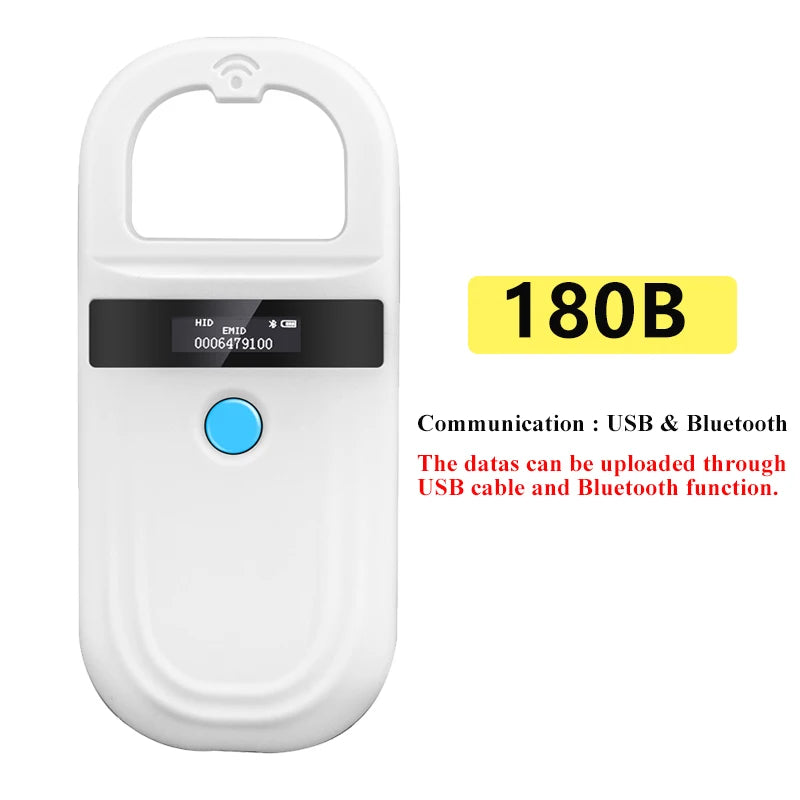 Handheld 134.2KHz 125kHz Animal RFID Reader Pet Cat Dog Microchip Scanner FDX-B Glass Chip USB/Bluetooth Tag Reader with Tags Boland999 Security Store