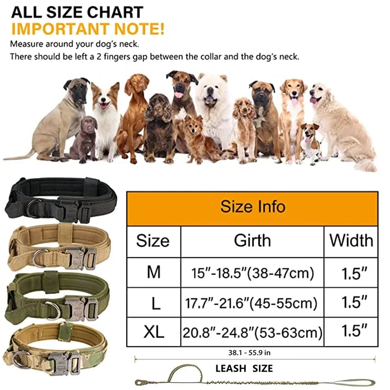Durable Tactical Dog Collar Leash Set Adjustable Military Pet Collar Leash Medium Large Dog German Shepherd Training Accessories Shop1103887912 Store