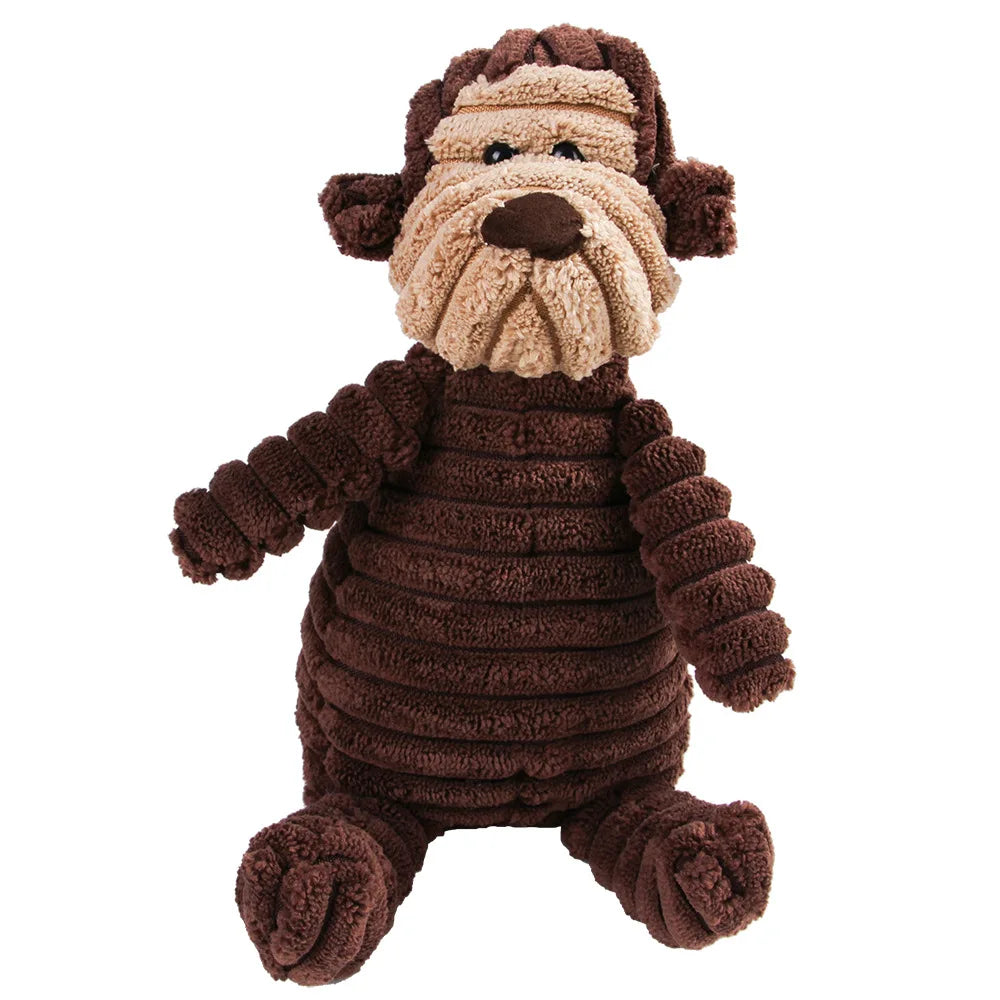 Pet Dog Molar Toy Vent Training Corduroy Monkey Pig Voice Plush Toy Dog Tooth Cleaning Supplie Dog Toys for Large Dogs Bobit Store