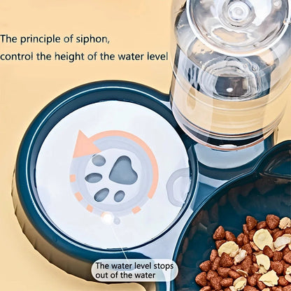 Pet Bowls With Water Feeder, 3 In 1 Ear Design Tilted Cat Water And Food Bowl Set With Gravity Water Bottle For Neck Protection Stone's Store