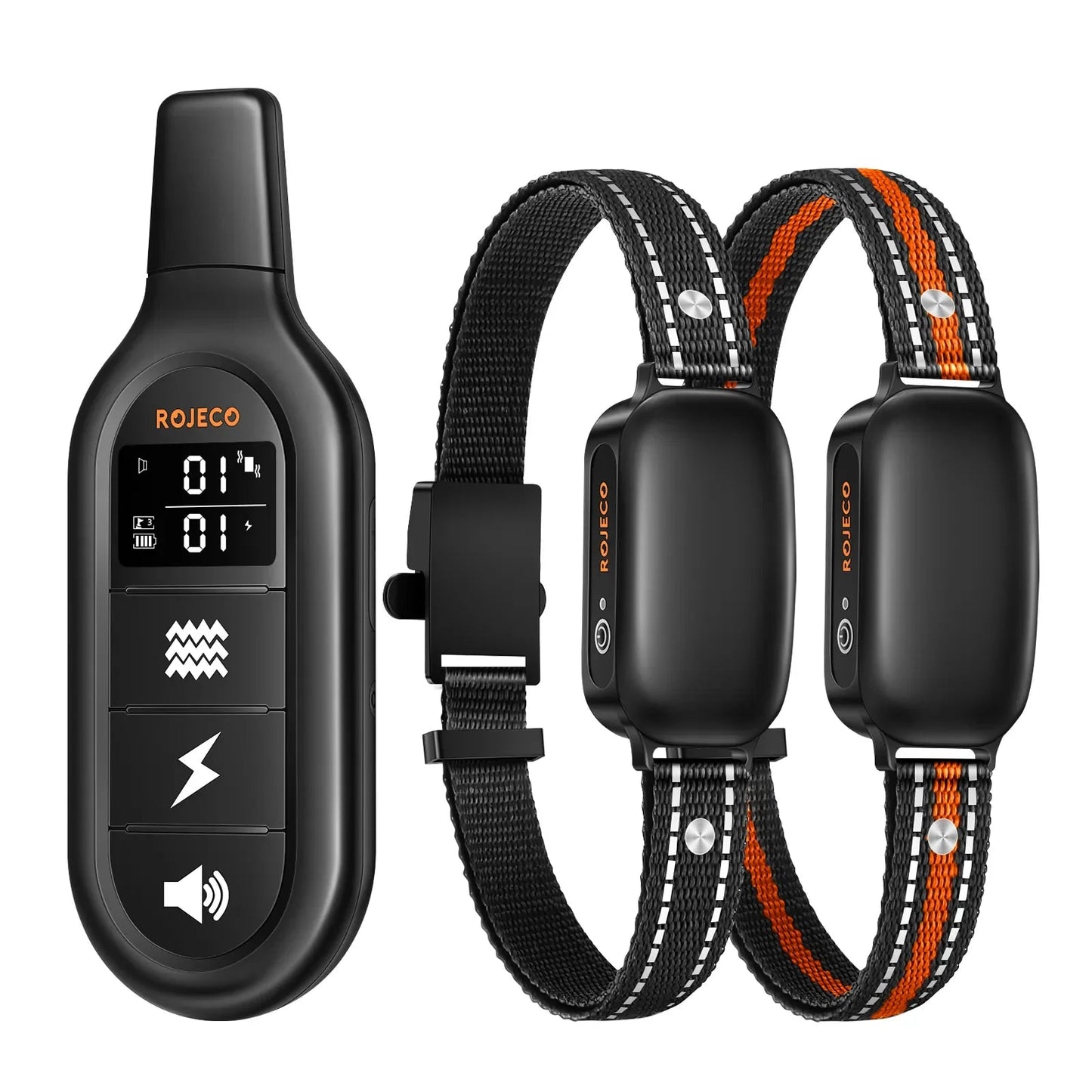 ROJECO Electric Dog Training Collar Digital Rechargeable Remote Control IPX7 Waterproof Vibrator Pet Dog Bark Stop Shock Collar ROJECO Pets Store