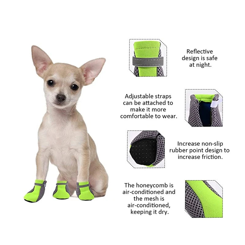 Pet Dog Shoes Breathable Waterproof Outdoor Walking Net Soft Summer Pet Shoes Night Safe Reflective Boots for Small Medium Dogs Cloud house Store