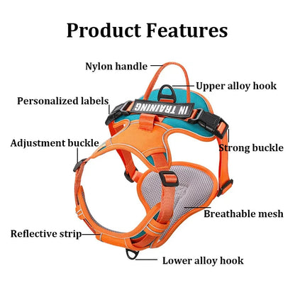 Nylon Adjustable Dog Harness Personalized Dog Harness Vest Reflective Breathable Pet Harness Leash For Small Medium Large Dogs KOMMILIFE Official Store