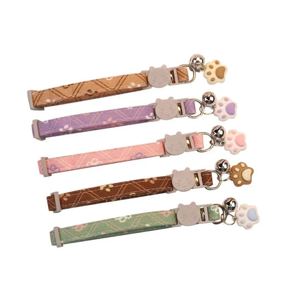 Cute Neck Pet Collar with Bell for Small Dogs Puppy Kitten Stuff Things Accessories Adjustable Footprint Cat Breakaway Collar Bobit Store