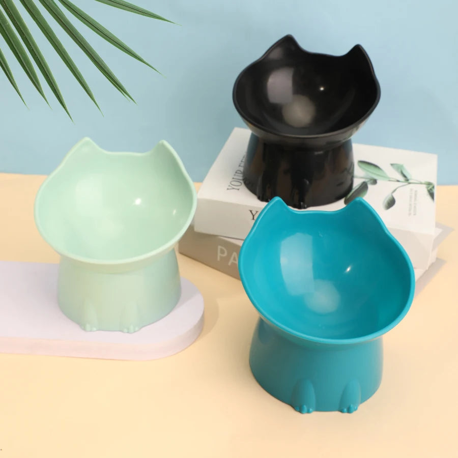 1pc WhiskerWare Elevated Cat Bowl, Anti-Tip Plastic Raised Pet Feeding Dish with Tilted Edge, Neck Protection Kitty Food Shop1103816215 Store