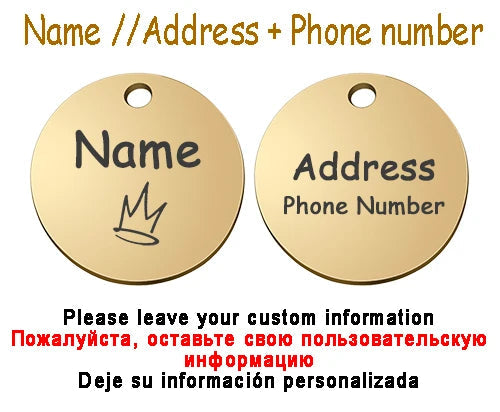 Personalized Pet Cat Dog Name Collar Accessories Circle Custom Engraved ID Tag Necklace Chain Charm Supplies For Dog Product PUPRETTY Store