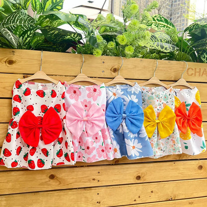 Dog Princess Dress Summer Kitten Pet Skirt Cute Printed Bow Lace Dog Dresses for Small Medium Puppies Poodle Chihuahua Apparel China Pets Store
