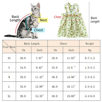 Summer Cotton Sphynx Cat Suspender Skirt Love Flower Pet Princess Dresses for Cats Gotas Katten Kedi Dog Dress mascotas Clothes XWangPet Store