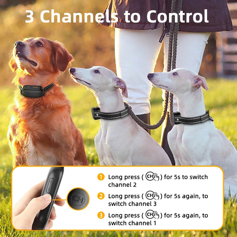 ROJECO Electric Dog Training Collar Digital Rechargeable Remote Control IPX7 Waterproof Vibrator Pet Dog Bark Stop Shock Collar ROJECO Pets Store
