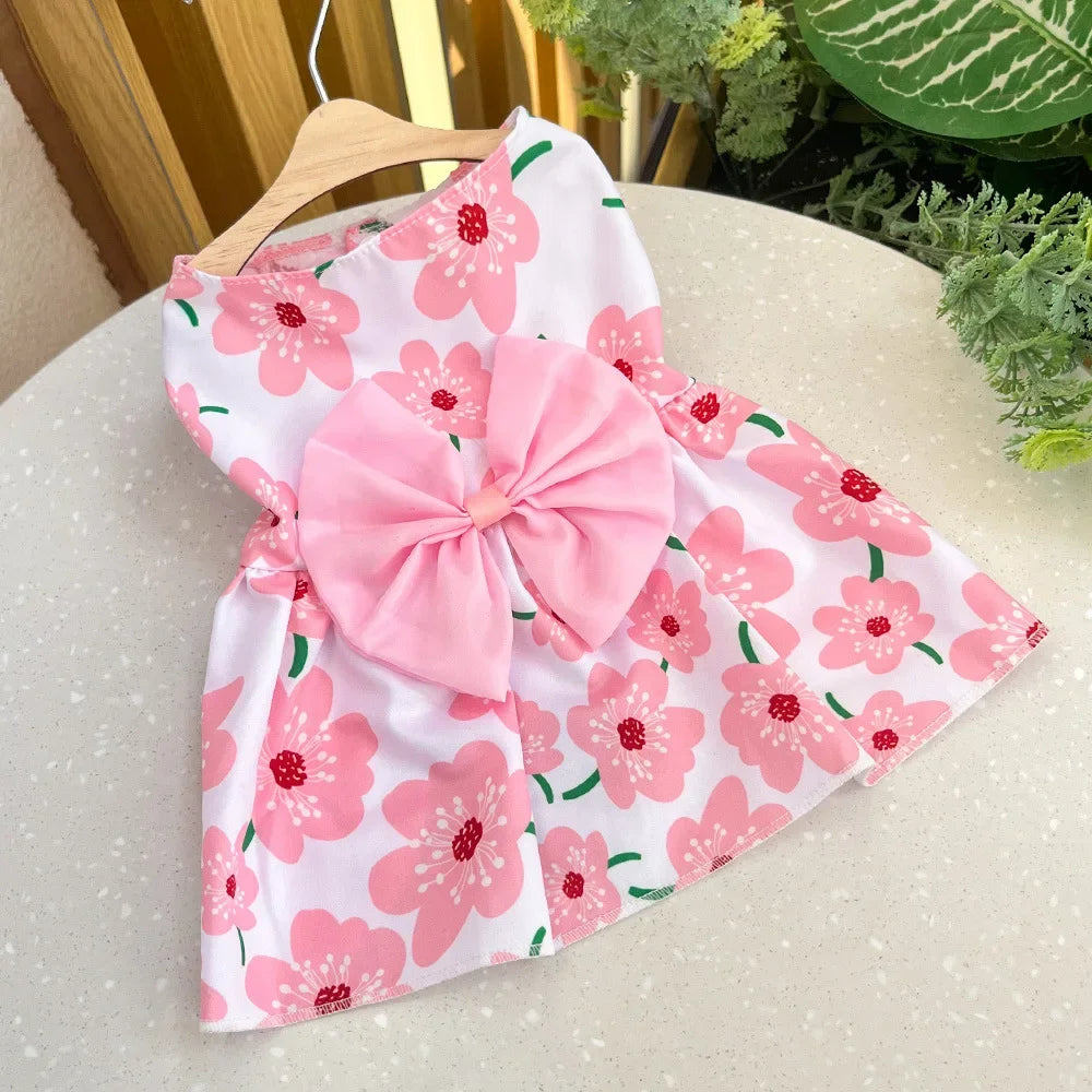 Dog Princess Dress Summer Kitten Pet Skirt Cute Printed Bow Lace Dog Dresses for Small Medium Puppies Poodle Chihuahua Apparel China Pets Store