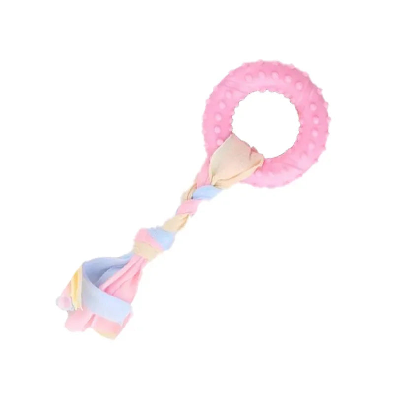 Dog Chew Toys for Cleaning Teeth Pink Soft Rubber Bone Funny Ball Interactive Donut Treat Set for Small Medium Dogs Pet Gifts Shop1103191158 Store