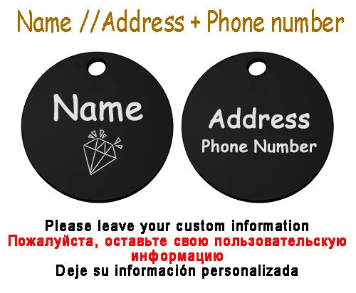 Personalized Pet Cat Dog Name Collar Accessories Circle Custom Engraved ID Tag Necklace Chain Charm Supplies For Dog Product PUPRETTY Store