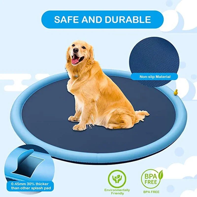 150/170cm Summer Pet Swimming Pool Inflatable Water Sprinkler Pad Play Cooling Mat Outdoor Interactive Fountain Toy for Dogs Gempet Store