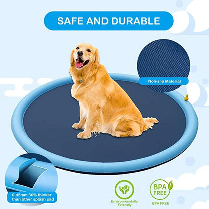 150/170cm Summer Pet Swimming Pool Inflatable Water Sprinkler Pad Play Cooling Mat Outdoor Interactive Fountain Toy for Dogs Gempet Store