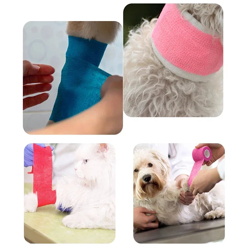 Pet Bandages Anti-fouling Devices Self-adhesive Elastic Bandage Outside Foot Protective Hair Free Cloth Straps for Cats and Dogs - My Pet Store