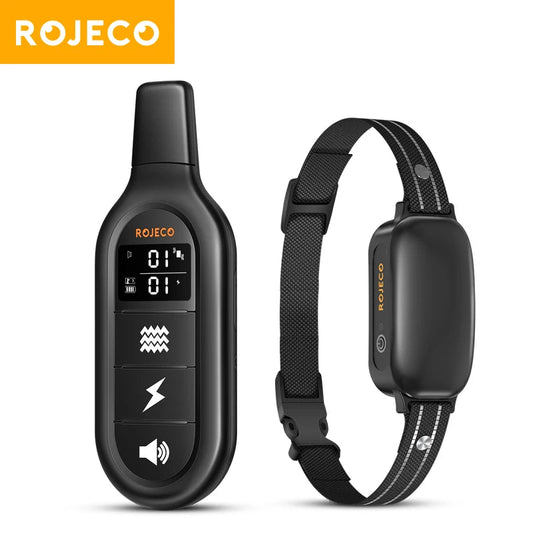 ROJECO Electric Dog Training Collar Digital Rechargeable Remote Control IPX7 Waterproof Vibrator Pet Dog Bark Stop Shock Collar ROJECO Pets Store