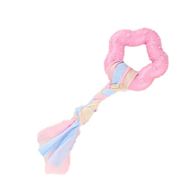 Dog Chew Toys for Cleaning Teeth Pink Soft Rubber Bone Funny Ball Interactive Donut Treat Set for Small Medium Dogs Pet Gifts Shop1103191158 Store