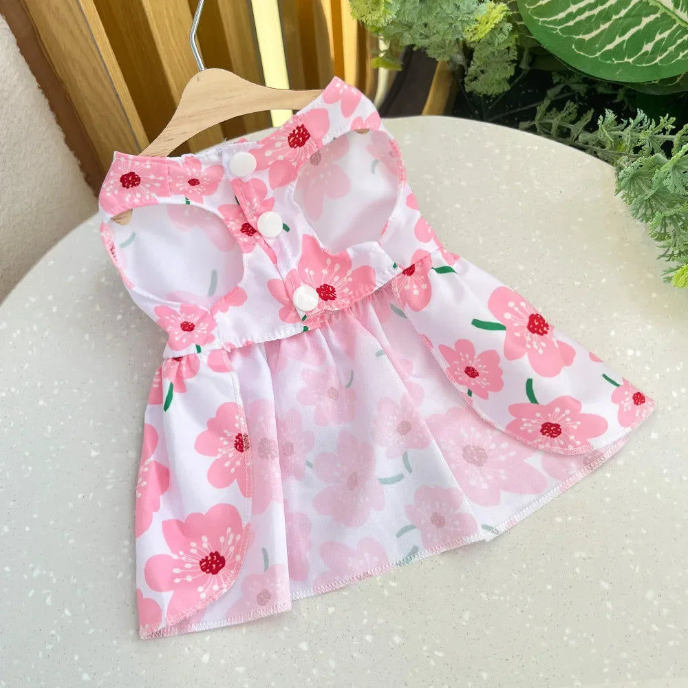 Dog Princess Dress Summer Kitten Pet Skirt Cute Printed Bow Lace Dog Dresses for Small Medium Puppies Poodle Chihuahua Apparel China Pets Store