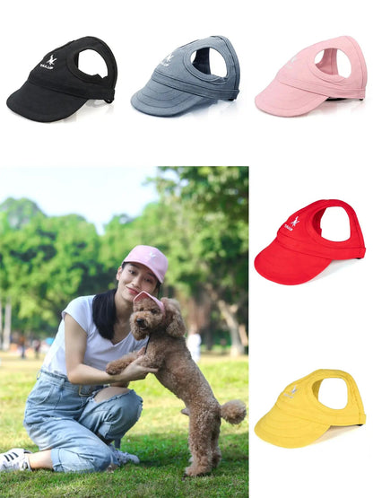 Adjustable Pet Dog Travel Cute Baseball Hat Sun Cap Visor Hat with Ear Holes Outdoor Sport Pet Supplies Xiao Hei Store