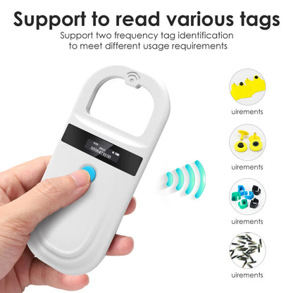 Handheld 134.2KHz 125kHz Animal RFID Reader Pet Cat Dog Microchip Scanner FDX-B Glass Chip USB/Bluetooth Tag Reader with Tags Boland999 Security Store