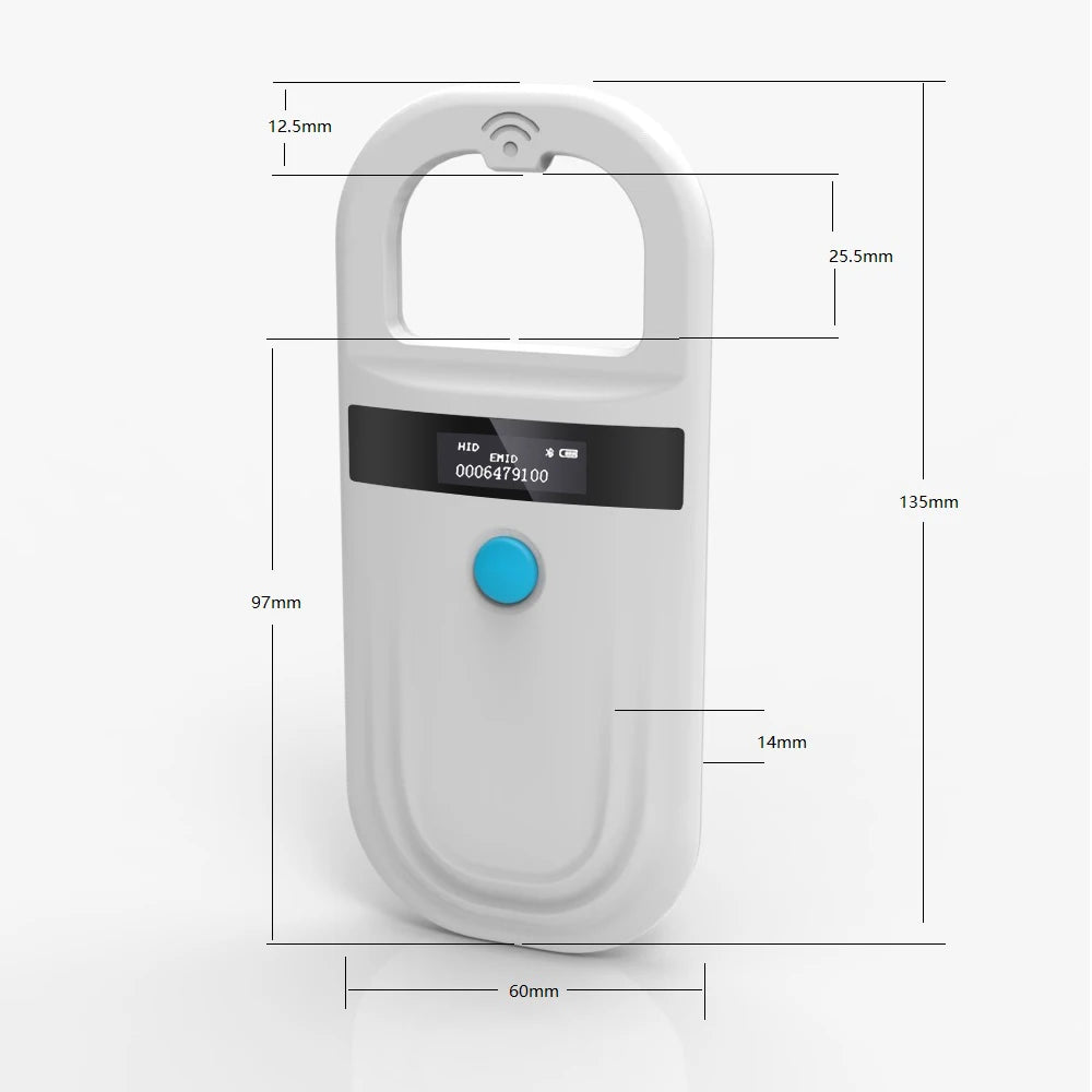 Handheld 134.2KHz 125kHz Animal RFID Reader Pet Cat Dog Microchip Scanner FDX-B Glass Chip USB/Bluetooth Tag Reader with Tags Boland999 Security Store