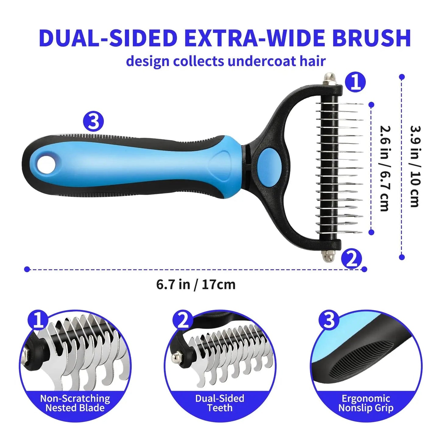 Professional Pet Deshedding Brush Dog Hair Remover Pet Fur Knot Cutter Puppy Cat Comb Brushes Dogs Grooming Shedding Supplies Bobit Store