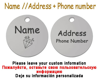 Personalized Pet Cat Dog Name Collar Accessories Circle Custom Engraved ID Tag Necklace Chain Charm Supplies For Dog Product PUPRETTY Store