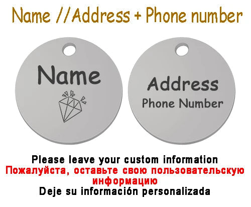 Personalized Pet Cat Dog Name Collar Accessories Circle Custom Engraved ID Tag Necklace Chain Charm Supplies For Dog Product PUPRETTY Store