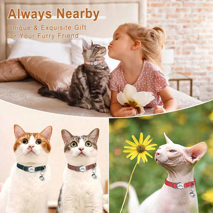 Custom Cat Collar PU Leather Cats Collars Necklace Safety Breakaway Pet Kitten Puppy Collars Anti-lost for Cats Free Engraved David's Mall-Pet Products Supplier