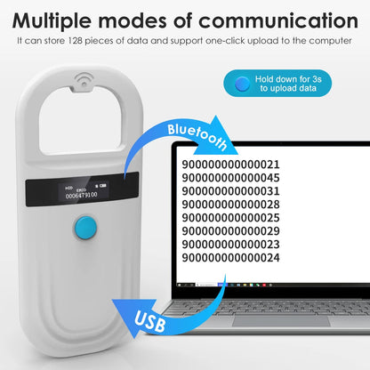 Handheld 134.2KHz 125kHz Animal RFID Reader Pet Cat Dog Microchip Scanner FDX-B Glass Chip USB/Bluetooth Tag Reader with Tags Boland999 Security Store