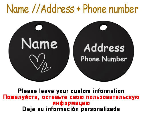 Personalized Pet Cat Dog Name Collar Accessories Circle Custom Engraved ID Tag Necklace Chain Charm Supplies For Dog Product PUPRETTY Store