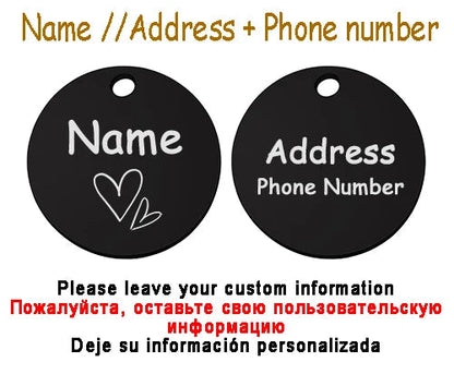 Personalized Pet Cat Dog Name Collar Accessories Circle Custom Engraved ID Tag Necklace Chain Charm Supplies For Dog Product PUPRETTY Store