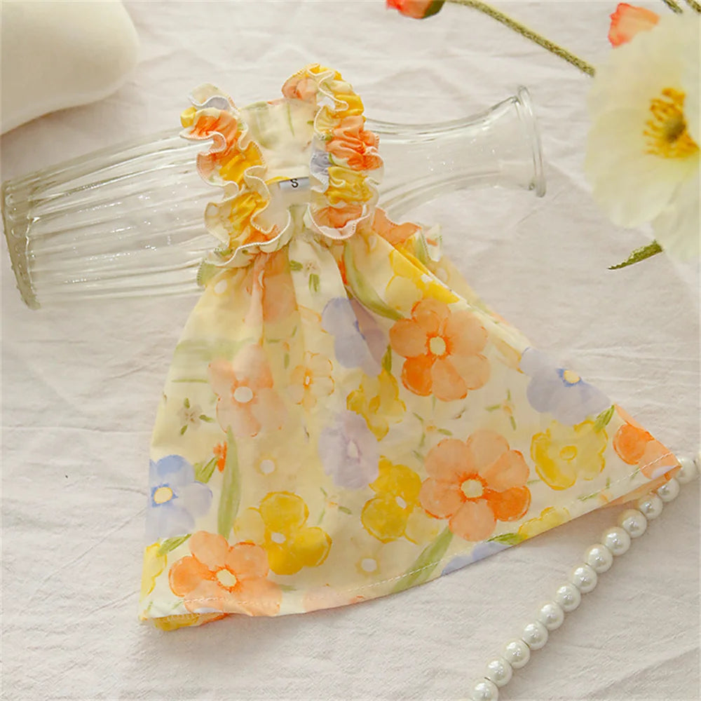 Summer Cotton Sphynx Cat Suspender Skirt Love Flower Pet Princess Dresses for Cats Gotas Katten Kedi Dog Dress mascotas Clothes XWangPet Store