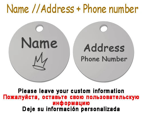 Personalized Pet Cat Dog Name Collar Accessories Circle Custom Engraved ID Tag Necklace Chain Charm Supplies For Dog Product PUPRETTY Store