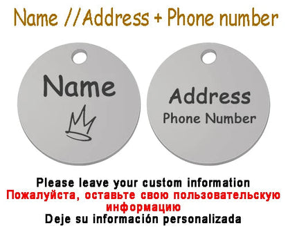 Personalized Pet Cat Dog Name Collar Accessories Circle Custom Engraved ID Tag Necklace Chain Charm Supplies For Dog Product PUPRETTY Store