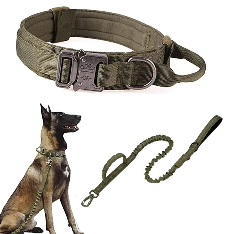 Durable Tactical Dog Collar Leash Set Adjustable Military Pet Collar Leash Medium Large Dog German Shepherd Training Accessories Shop1103887912 Store