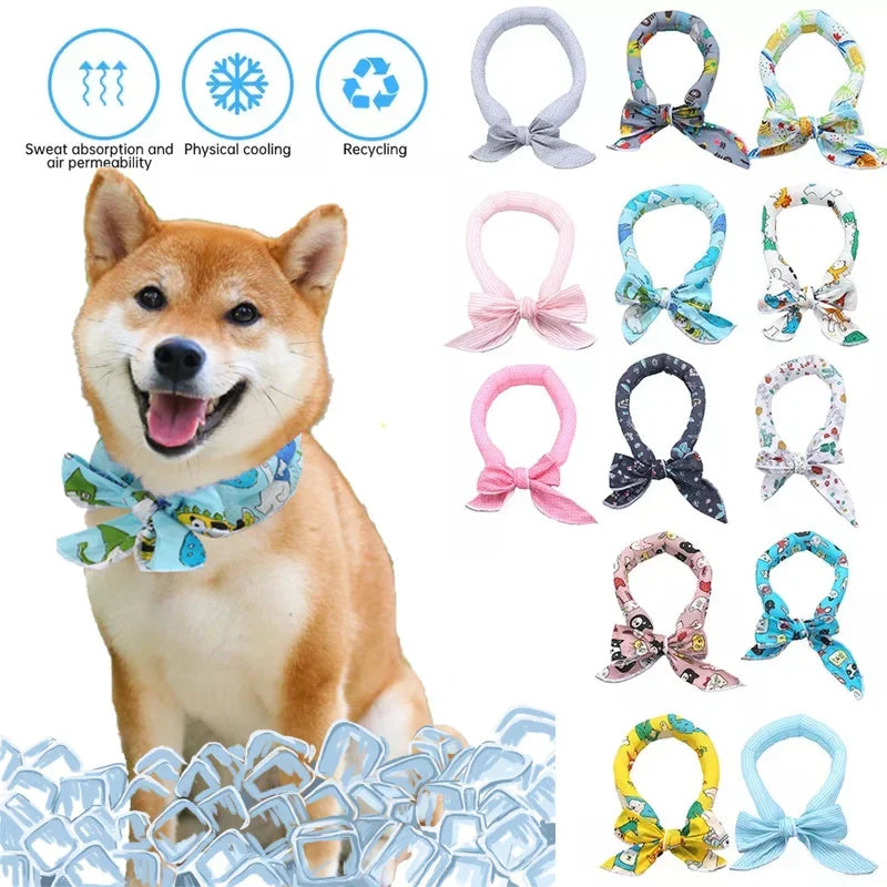 Pet Cooling Ice Scarf Cool Ice Towel Heatstroke Dogs Cats Ice Collar Adjustable Cat Collar Bib prevent heat stroke Dog Supplies daidaidog Store