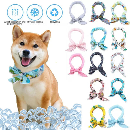 Pet Cooling Ice Scarf Cool Ice Towel Heatstroke Dogs Cats Ice Collar Adjustable Cat Collar Bib prevent heat stroke Dog Supplies daidaidog Store