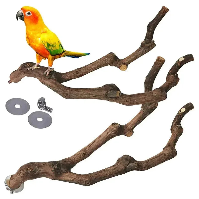 Pet Standing Stick Wild Grape Wood Pole Parrot Cockatiel Parakeet Station Board Bite Claw Grinding Toy Bird Cage Accessories Idestake Official Store