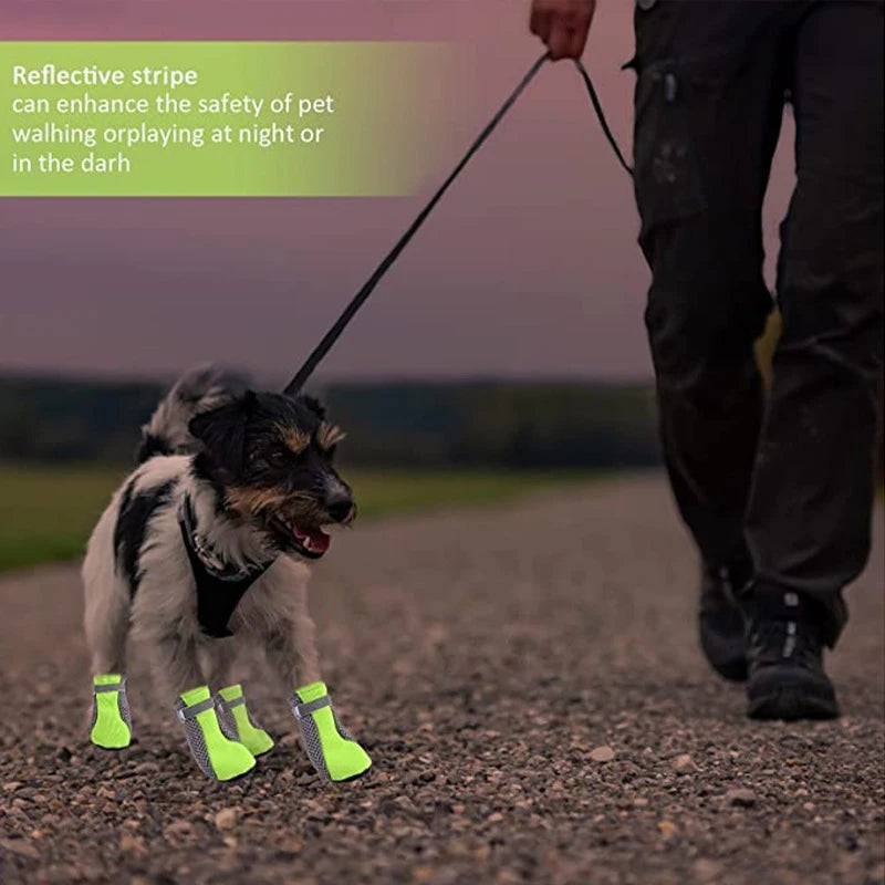Pet Dog Shoes Breathable Waterproof Outdoor Walking Net Soft Summer Pet Shoes Night Safe Reflective Boots for Small Medium Dogs Cloud house Store