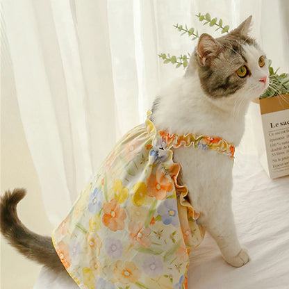 Summer Cotton Sphynx Cat Suspender Skirt Love Flower Pet Princess Dresses for Cats Gotas Katten Kedi Dog Dress mascotas Clothes XWangPet Store