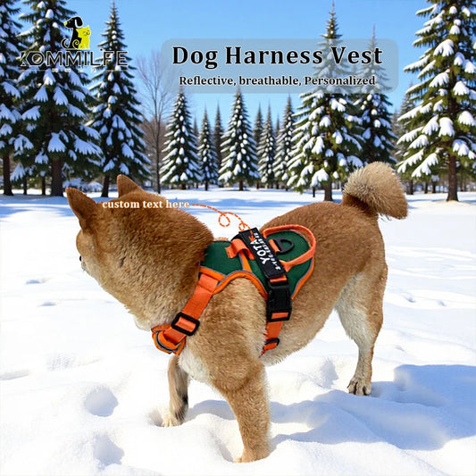 Nylon Adjustable Dog Harness Personalized Dog Harness Vest Reflective Breathable Pet Harness Leash For Small Medium Large Dogs KOMMILIFE Official Store
