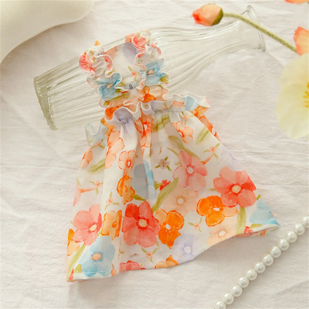 Summer Cotton Sphynx Cat Suspender Skirt Love Flower Pet Princess Dresses for Cats Gotas Katten Kedi Dog Dress mascotas Clothes XWangPet Store