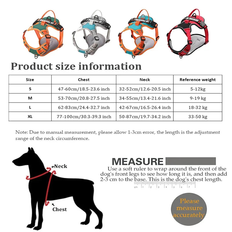 Nylon Adjustable Dog Harness Personalized Dog Harness Vest Reflective Breathable Pet Harness Leash For Small Medium Large Dogs KOMMILIFE Official Store