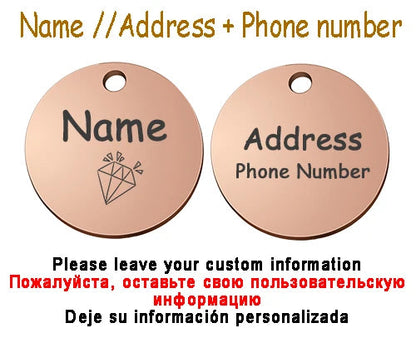 Personalized Pet Cat Dog Name Collar Accessories Circle Custom Engraved ID Tag Necklace Chain Charm Supplies For Dog Product PUPRETTY Store