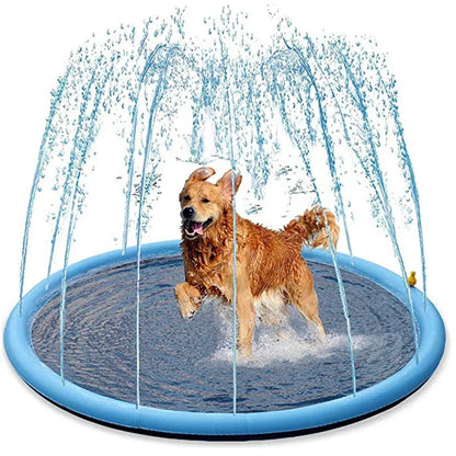 150/170cm Summer Pet Swimming Pool Inflatable Water Sprinkler Pad Play Cooling Mat Outdoor Interactive Fountain Toy for Dogs Gempet Store