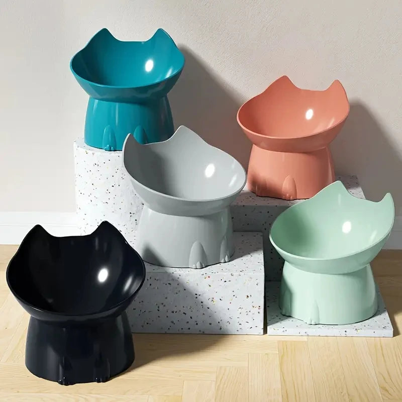 1pc WhiskerWare Elevated Cat Bowl, Anti-Tip Plastic Raised Pet Feeding Dish with Tilted Edge, Neck Protection Kitty Food Shop1103816215 Store