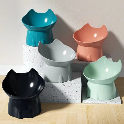 1pc WhiskerWare Elevated Cat Bowl, Anti-Tip Plastic Raised Pet Feeding Dish with Tilted Edge, Neck Protection Kitty Food Shop1103816215 Store