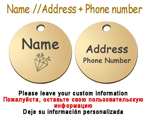 Personalized Pet Cat Dog Name Collar Accessories Circle Custom Engraved ID Tag Necklace Chain Charm Supplies For Dog Product PUPRETTY Store